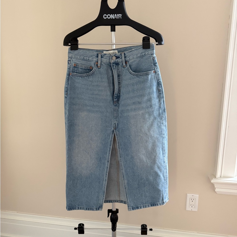 Aritzia Denim Midi Skirt with Front Slit